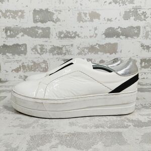 New Bos. & Co. Mona Platform in White Patent Leather Slip-on Sneaker H747